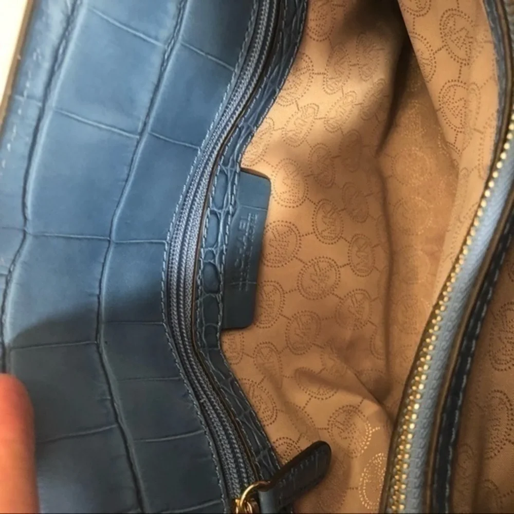 Michael Kors blue embossed leather dillion bag